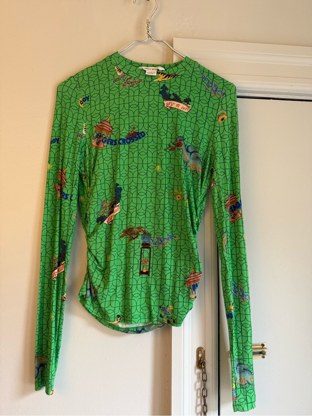ASOS Green Printed Long-Sleeve Tee with Playful Motifs